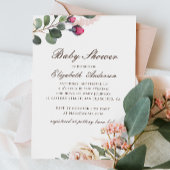 Aquarellfarbene Rose. Elegante Blütendusche Einladung