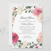 Aquarellfarbene Rose. Elegantes Brautparty mit Blu Einladung (Vorderseite)