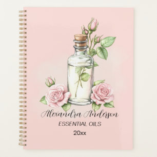 Aquarellfarbene Rose Flora Aromatherapie Essenziel Planer