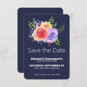 Aquarellfarbene Rose Floral Bouquet Save the Date (Vorne/Hinten)