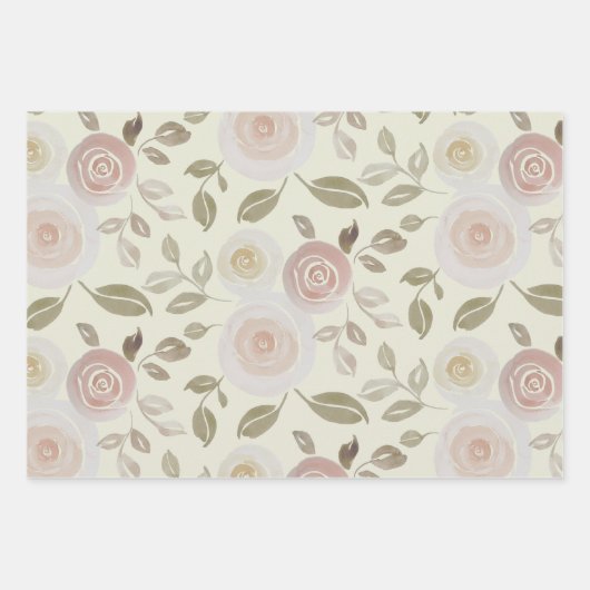 Aquarellfarbene Rose Geschenkpapier Set (Vorderseite 3)