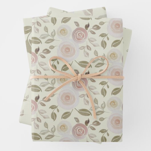 Aquarellfarbene Rose Geschenkpapier Set (Beispiel)