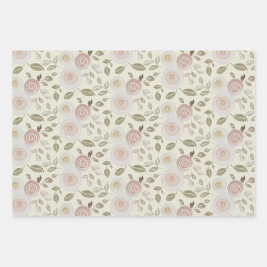 Aquarellfarbene Rose Geschenkpapier Set (Vorderseite)