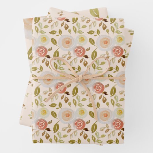 Aquarellfarbene Rose Geschenkpapier Set (Beispiel)