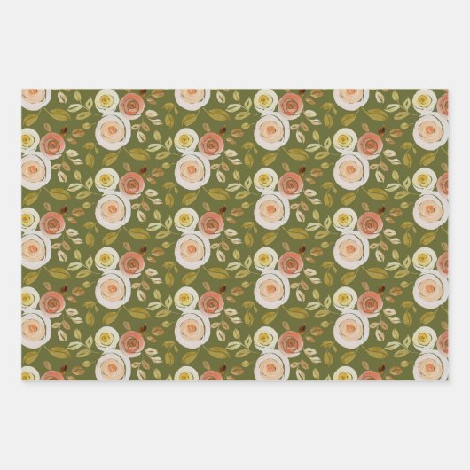 Aquarellfarbene Rose Geschenkpapier Set (Vorderseite)