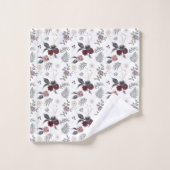 Aquarellfarbene Rose Grau Blätter Badhandtuch Set (Waschlappen)