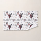 Aquarellfarbene Rose Grau Blätter Badhandtuch Set (Handtuch)