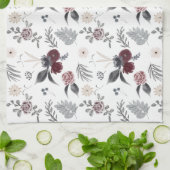 Aquarellfarbene Rose Grau Blätter Geschirrtuch (Gefaltet)