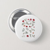 Aquarellfarbene Rose Grüne Blätter Blätter Button (Vorne & Hinten)