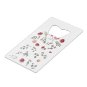 Aquarellfarbene Rose Grüne Blätter Blätter Geldbeutel Flaschenöffner (Rückseite Schrägansicht)