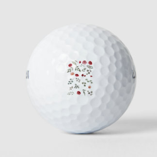 Aquarellfarbene Rose Grüne Blätter Blätter Golfball