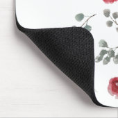 Aquarellfarbene Rose Grüne Blätter Blätter Mousepad (Ecke)