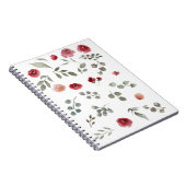 Aquarellfarbene Rose Grüne Blätter Blätter Notizblock (Rechte Seite)