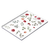 Aquarellfarbene Rose Grüne Blätter Blätter Notizblock (Linke Seite)
