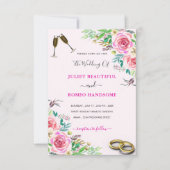 Aquarellfarbene Rose Hochzeitsfeiern mit Rings (Vorderseite)