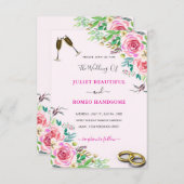 Aquarellfarbene Rose Hochzeitsfeiern mit Rings (Vorne/Hinten)