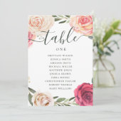 Aquarellfarbene Rose. Hochzeitstabelle für Blumena Einladung (Stehend Vorderseite)