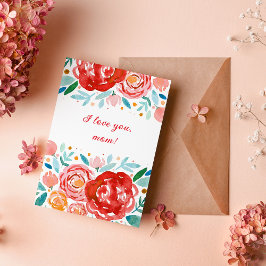 Aquarellfarbene Rose Ich Liebe dir Mutter Day Card Karte