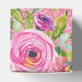 Aquarellfarbene Rose in rosa Glitzer Personalisier Geschenkschachtel (Oben)