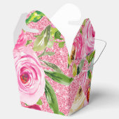 Aquarellfarbene Rose in rosa Glitzer Personalisier Geschenkschachtel (Geöffnet)