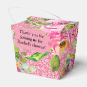 Aquarellfarbene Rose in rosa Glitzer Personalisier Geschenkschachtel (Rückseite)