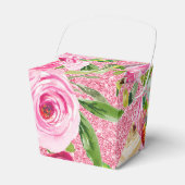 Aquarellfarbene Rose in rosa Glitzer Personalisier Geschenkschachtel (Vorderseite)