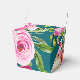 Aquarellfarbene Rose in rosa Glitzer Personalisier Geschenkschachtel