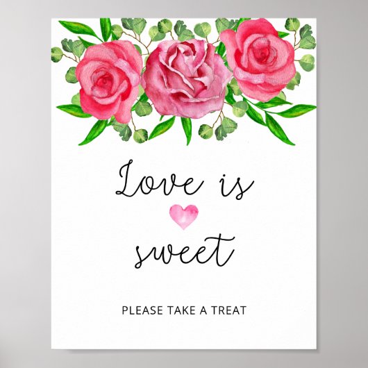 Aquarellfarbene Rose Liebe ist süß nehmen Sie eine Poster (Vorne)