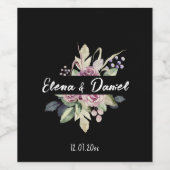 Aquarellfarbene Rose minimalistisch Schwarz Kleid Weinetikett (Einzelnes Label)