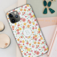 Aquarellfarbene Rose mit Monogramm