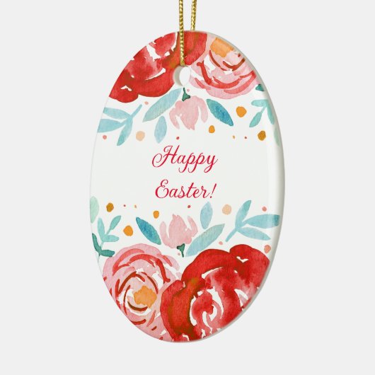 Aquarellfarbene Rose Osterfeier Keramik Ornament (Links)