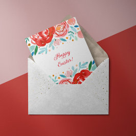 Aquarellfarbene Rose Osterkarten Karte