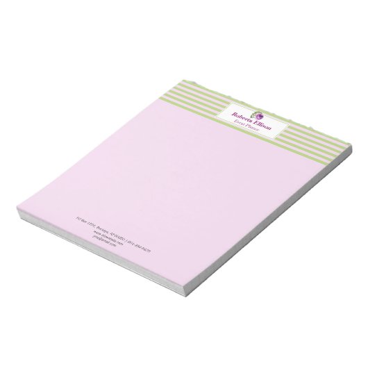 Aquarellfarbene Rose Pastellfarben Streifen Person Notizblock (Rotiert)