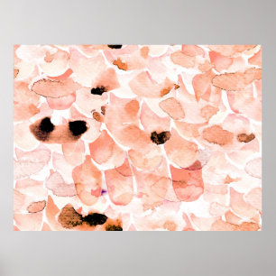 Aquarellfarbene Rose, Peony und Blätter Nahtloses Poster