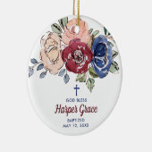 Aquarellfarbene Rose Personalisierte Taufe für Mäd Keramik Ornament (Rechts)