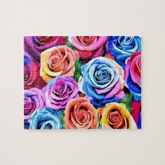Aquarellfarbene Rose Puzzle (Horizontal)