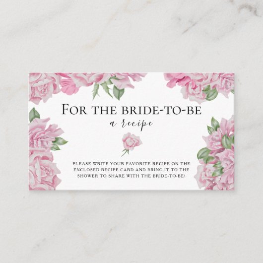 Aquarellfarbene Rose - Rezept für die Braut Begleitkarte (Vorderseite)