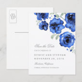 Aquarellfarbene Rose Romantische Save the Date Ankündigungspostkarte (Vorne/Hinten)