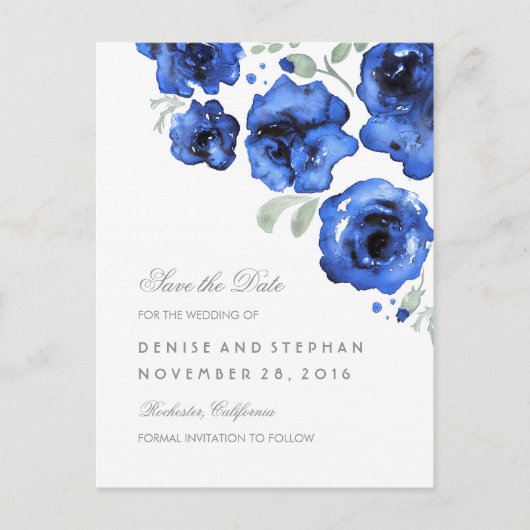 Aquarellfarbene Rose Romantische Save the Date Ankündigungspostkarte (Vorderseite)