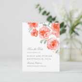 Aquarellfarbene Rose Romantische Save the Date Ankündigungspostkarte (Stehend Vorderseite)