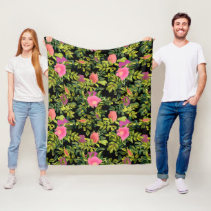 Aquarellfarbene Rose Rosa Blume botanischer Blumen Fleecedecke