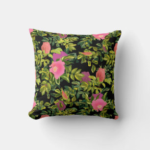 Aquarellfarbene Rose Rosa Blume botanischer Blumen Kissen