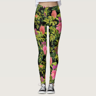 Aquarellfarbene Rose Rosa Blume botanischer Blumen Leggings