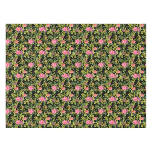 Aquarellfarbene Rose Rosa Blume botanischer Blumen Tischdecke (Vorderseite (Horizontal))