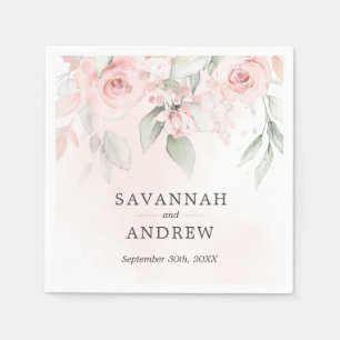 Aquarellfarbene Rose Rosa Blumenzwiebeln Napkins Serviette