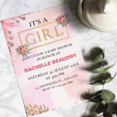 Aquarellfarbene Rose Rosa Rosa Es ist eine Girl Ba Einladung