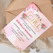 Aquarellfarbene Rose Rosa Rosa Es ist eine Girl Ba Einladung