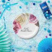 Aquarellfarbene Rose Rosa und Weißes Brautparty Pappteller (Party)