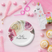 Aquarellfarbene Rose Rosa und Weißes Brautparty Pappteller (Party)