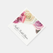 Aquarellfarbene Rose Rosa und Weißes Brautparty Serviette (Ecke)